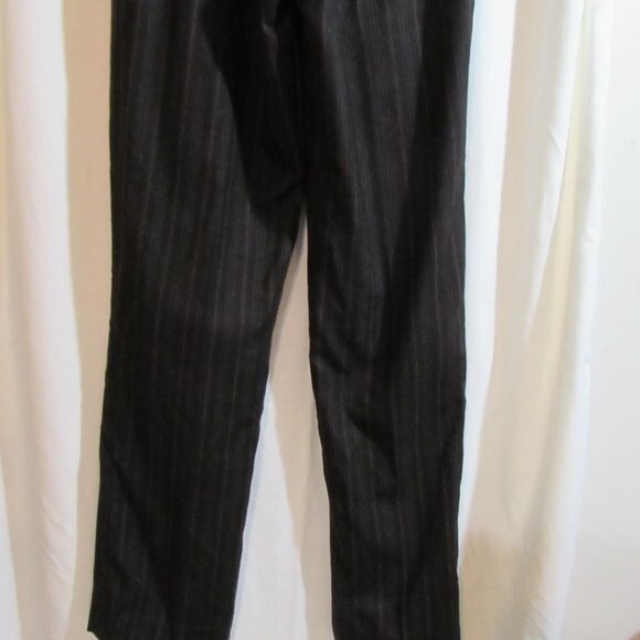 VINTAGE LIZ CLAIBORNE WOOL DRESS PANTS SIZE 8 BLACK PINSTRIPS PLEATED - Picture 7 of 10